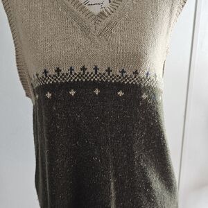 Vintage Toting Nordic Aztec Ramie/Wool Sweater Vest, Dark Acadermia, Soft,Y2K